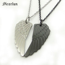 Load image into Gallery viewer, DICARLUN Metal Feather Necklace Wings Pendant Black Chain Stainless Steel 2 Piece Pair Necklace For Couples Jewerly Silver Color
