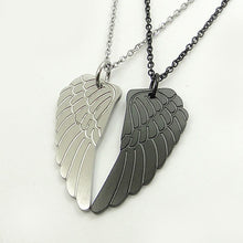 Load image into Gallery viewer, DICARLUN Metal Feather Necklace Wings Pendant Black Chain Stainless Steel 2 Piece Pair Necklace For Couples Jewerly Silver Color