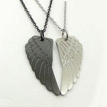 Load image into Gallery viewer, DICARLUN Metal Feather Necklace Wings Pendant Black Chain Stainless Steel 2 Piece Pair Necklace For Couples Jewerly Silver Color